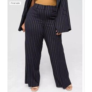 Lane Bryant Black Pinstripe Wide Leg Pants